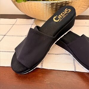 Circus by Sam Edelman Black Alice Slides Mules Size 10 Summer Beach Pool Resort